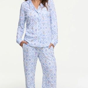 Roller Rabbit Starry Nights Lattice Long Sleeve Polo Pajamas